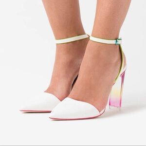 Call it Spring Sling Back Colorful Neon Rainbow Block Heels